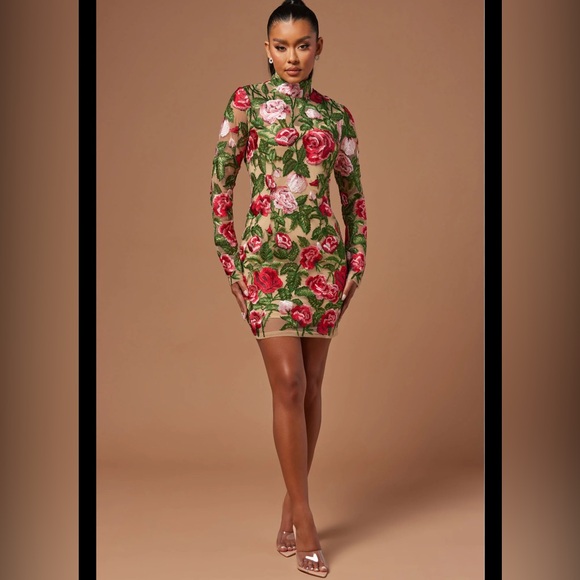 Fashion Nova Dresses & Skirts - NWT Embroidered Mini Dress fashion nova novaluxe lace garden rose party large l